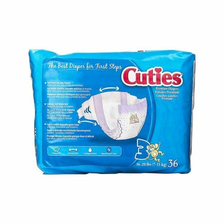 CUTIES Baby Diapers, Size 3, 16-28 LBS, 144PK CR3001